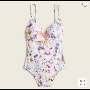 Flora Obscura x J.Crew strappy-back plunge one-piece in kaleidoscope floral